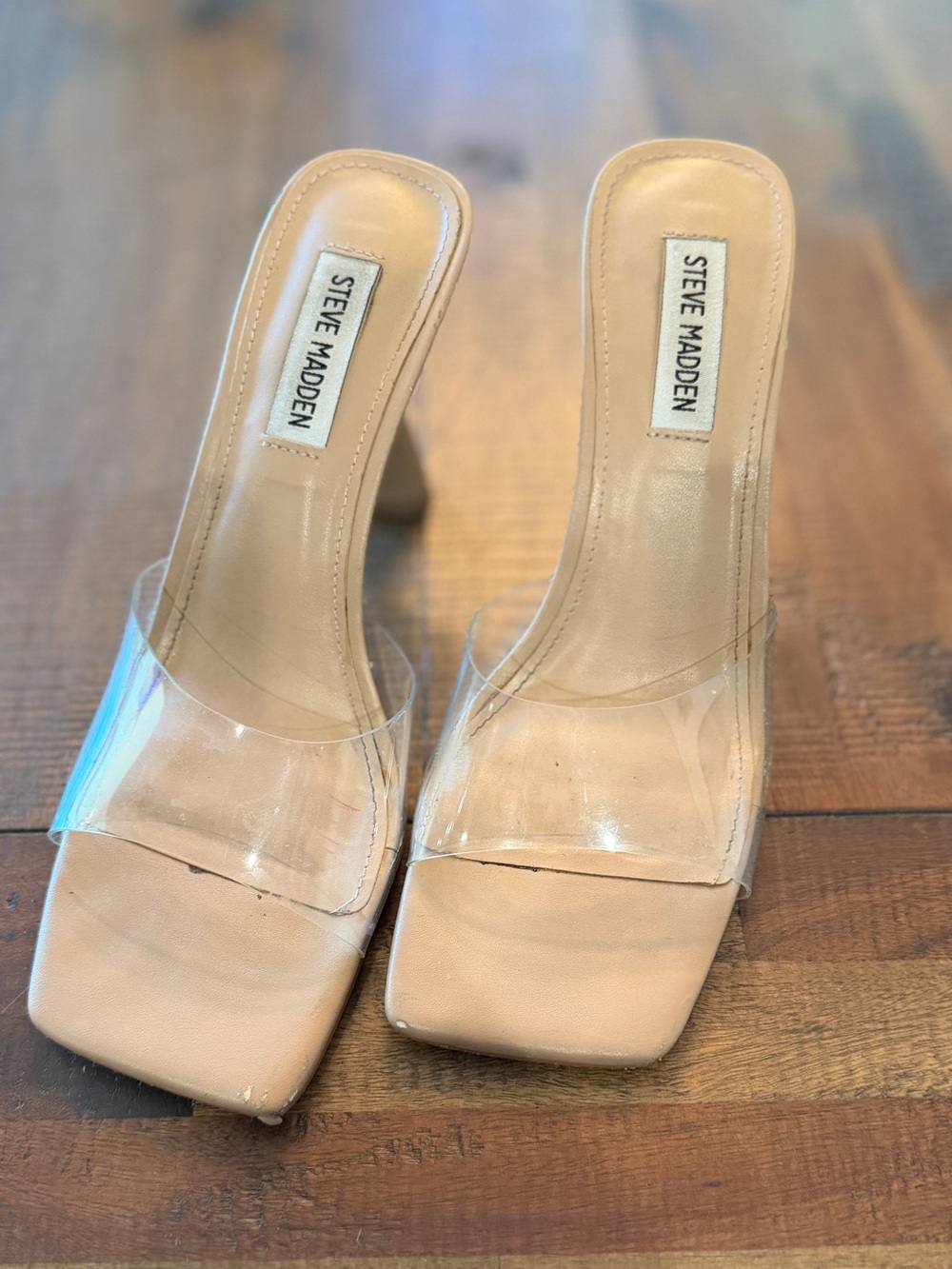 Steve Madden Nude Clear Strap Heels